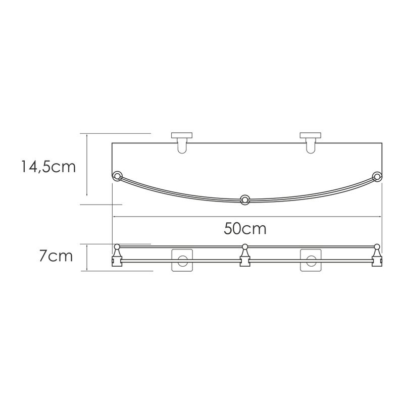 Полка под зеркало Wasserkraft Rhin K-8744 50 см, стеклянная
