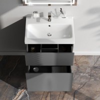 Тумба с раковиной AM.PM Gem 60 графит матовый, напольная, с 2 ящиками