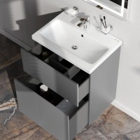 Тумба с раковиной AM.PM Gem 60 графит матовый, напольная, с 2 ящиками