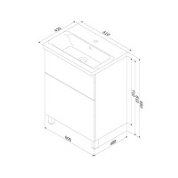 Тумба с раковиной AM.PM Gem 60 графит матовый, напольная, с 2 ящиками