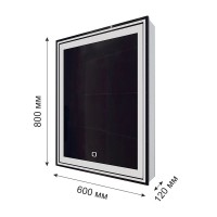 Шкаф с зеркалом в ванную MIXLINE, с подсветкой 60х80х12, Белый ПВХ