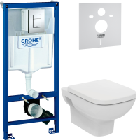 Комплект Унитаз подвесной Ideal Standard I.life A + Крышка T453101 белая + Инсталляция Grohe Rapid SL 38772001 3 в 1 с кнопкой смыва + Звукоизоляция