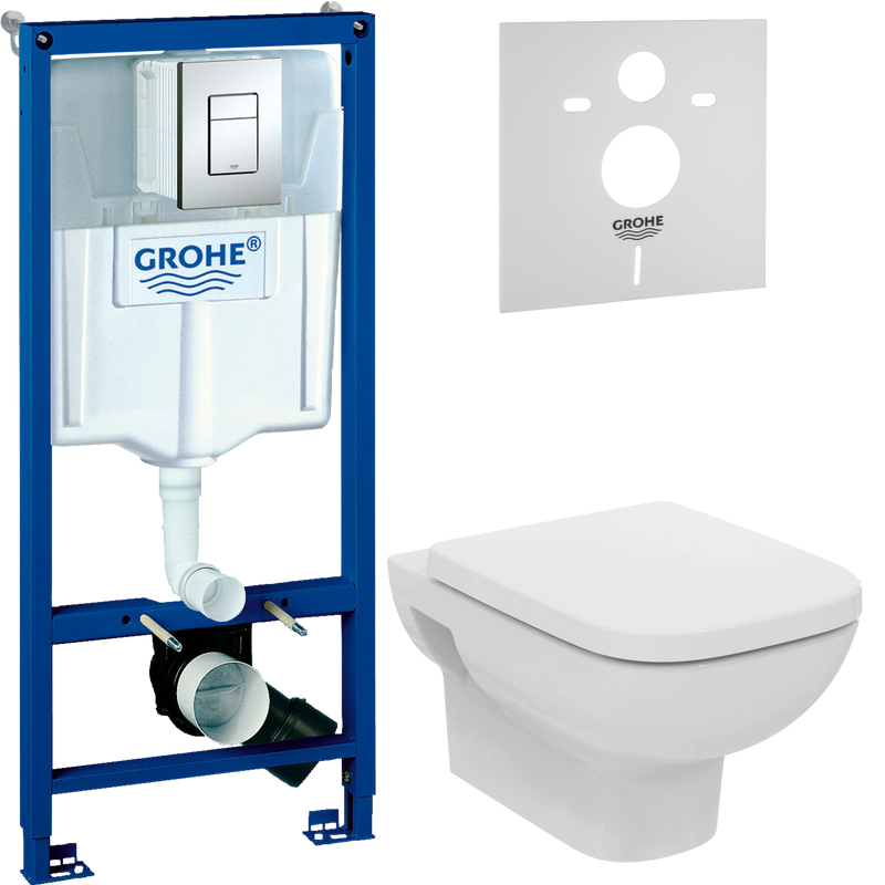 Комплект Унитаз подвесной Ideal Standard I.life A + Крышка T453101 белая + Инсталляция Grohe Rapid SL 38772001 3 в 1 с кнопкой смыва + Звукоизоляция