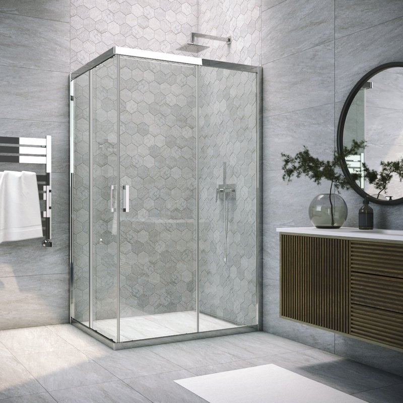 Душевой уголок Vegas Glass ZA-F Tur Novo h1900 120*100 08 01 профиль глянцевый хром, стекло прозрачное