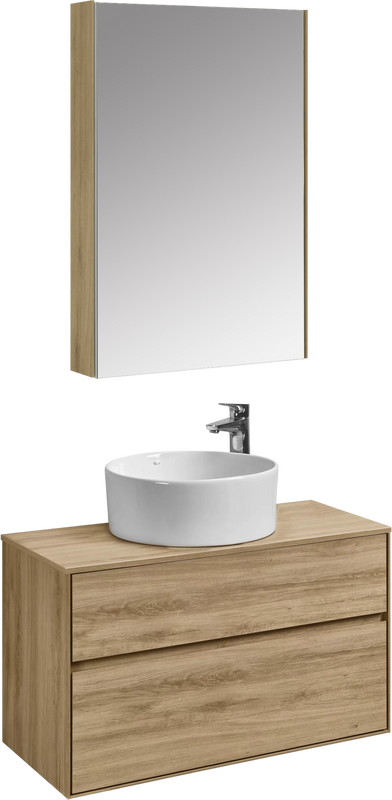Мебель для ванной комнаты AQUATON Либерти 100 со столешницей дуб эльвезия, раковина Mila 40