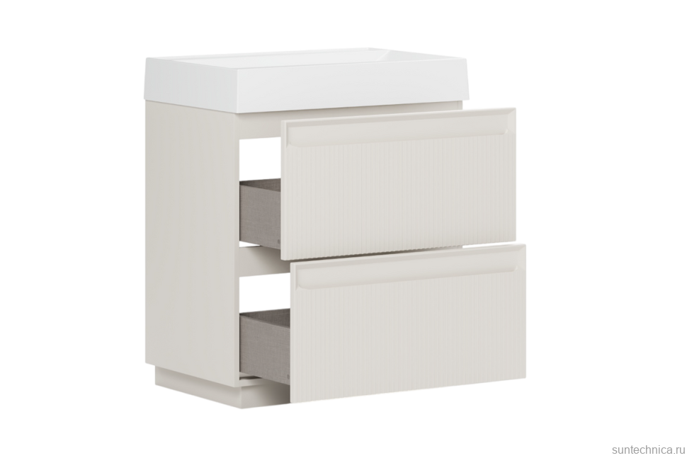 Тумба с раковиной Belux Базель 70 напольная, светлый миндаль матовый