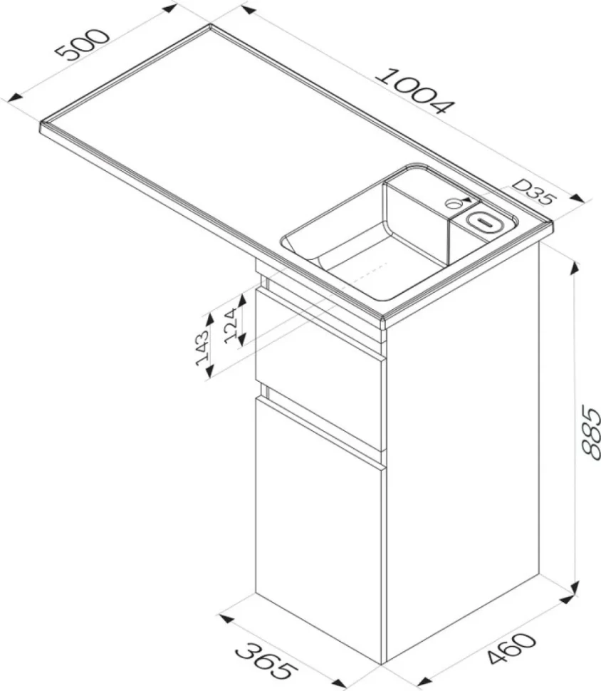 Тумба с раковиной AM.PM X-Joy 40 R под узкую стиральную машину