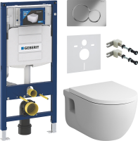 Комплект Унитаз подвесной AM.PM Like C801701SC FlashClean с микролифтом + Крепления Geberit Duofix 111.815.00.1 к стене + Звукоизоляция + Инсталляция UP 320 111.300.00.5 + Кнопка Sigma 01 115.770.21.5 хром