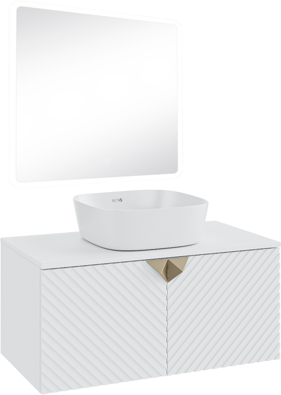 Мебель для ванной комнаты Runo Андорра 85 белая матовая, белый глянец, раковина Bella 40
