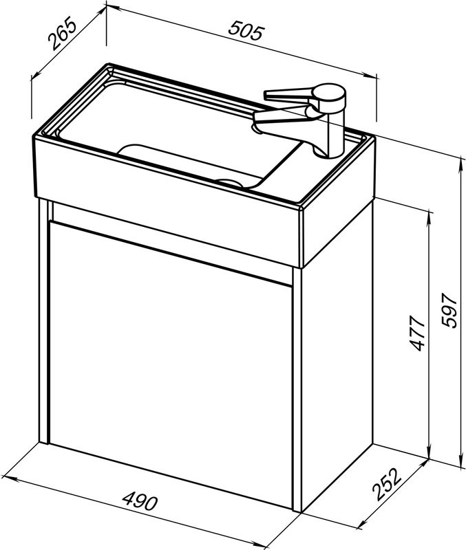 Тумба под раковину без столешницы Aquanet Nova Lite 50 белый глянец
