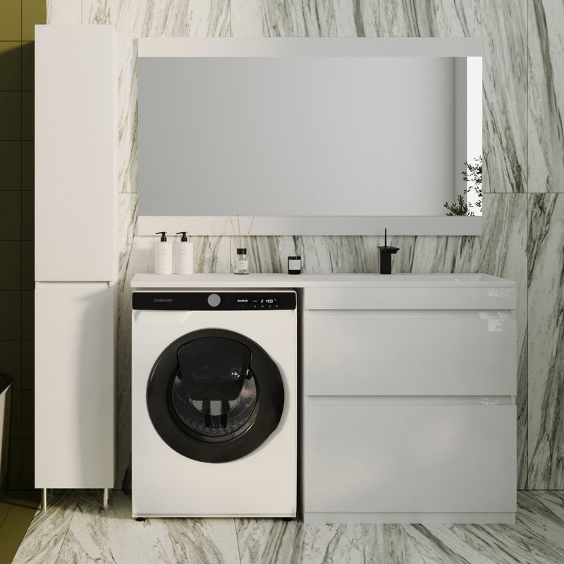 Мебель для ванной комнаты Style Line Даллас 140 Люкс Plus R напольная, 2 ящика, эмаль
