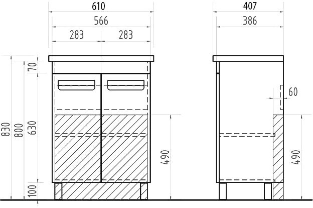 Мебель для ванной комнаты Vigo Plaza 60 2 дверцы