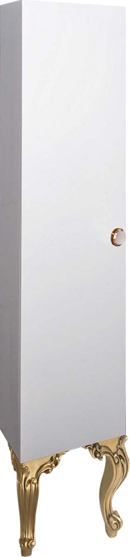 Шкаф-пенал для ванной Armadi Art NeoArt белый с ручкой Satine золото, с ножками