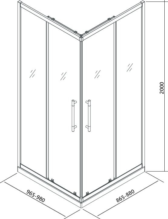 Душевой уголок Veconi Premium Trento PTC-20B 100x90, профиль черный матовый, стекло прозрачное