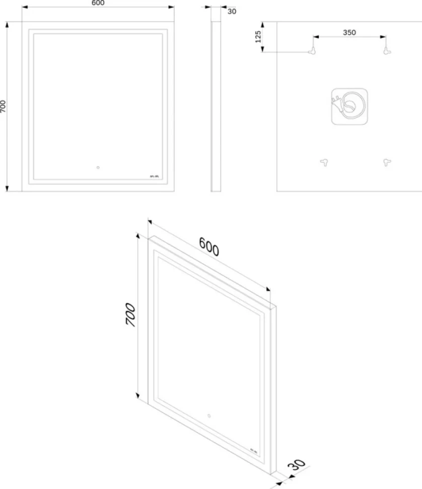 Зеркало AM.PM Gem 60x70 с подсветкой