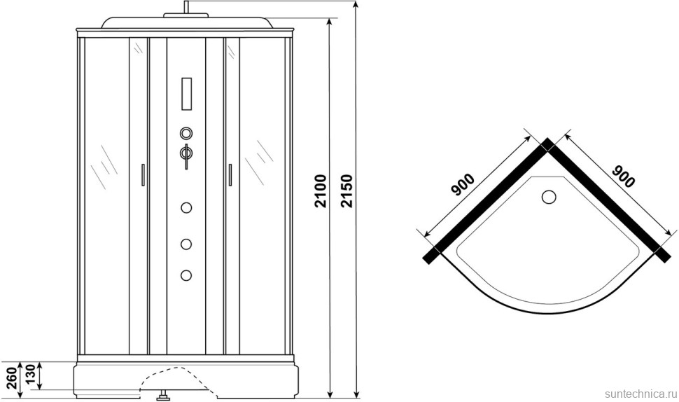 Душевая кабина Niagara Classic NG-3501-14F 90х90 см, с гидромассажем и пультом управления