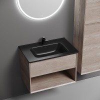 Тумба с раковиной Sancos Marmi 1.0 70 дуб галифакс натуральный, раковина CN7007MB