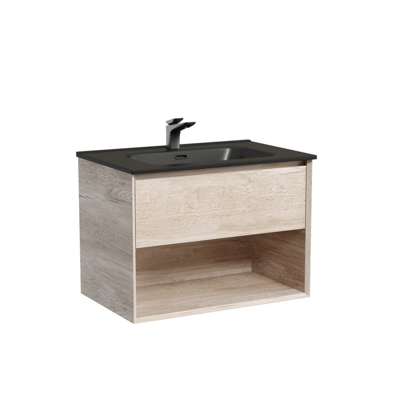 Тумба с раковиной Sancos Marmi 1.0 70 дуб галифакс натуральный, раковина CN7007MB