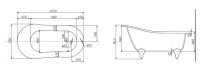 Акриловая ванна BelBagno BB06-1550-BRN 155x75 см, правая, отдельностоящая, белая, овальная, фурнитура бронза