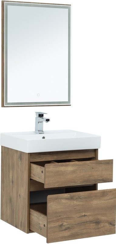 Тумба с раковиной Aquanet Nova Lite 60 дуб рустикальный, 2 ящика
