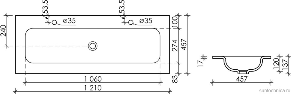 Тумба с раковиной Sancos Snob R 120 см, bianco, раковина CN7016