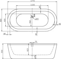 Акриловая ванна BelBagno BB12-1775 180x80 см, отдельностоящая, белая, овальная