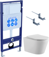Комплект Унитаз подвесной AQUATEK Вега AQ1905-00 безободковый, с микролифтом + Инсталляция Standard INS-0000012 + Комплект креплений KKI-0000002