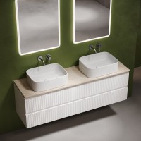 Мебель для ванной комнаты Sancos Snob R 160 bianco, столешница бежевая TT160A2, раковина CN6052