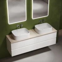 Мебель для ванной комнаты Sancos Snob R 160 bianco, столешница бежевая TT160A2, раковина CN6052