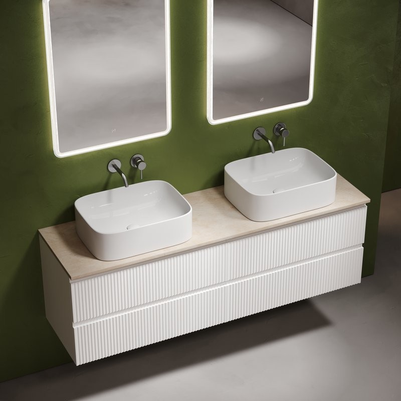 Мебель для ванной комнаты Sancos Snob R 160 bianco, столешница бежевая TT160A2, раковина CN6052