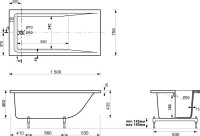 Ванна из искусственного камня Эстет Дельта 150x75 см, пристенная, на ножках