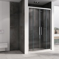 Душевая дверь в нишу Abber Schwarzer Diamant AG33140H 140 см, профиль хром, стекло прозрачное