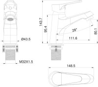 Смеситель для раковины Wonzon & Woghand WW-A40212-CR хром