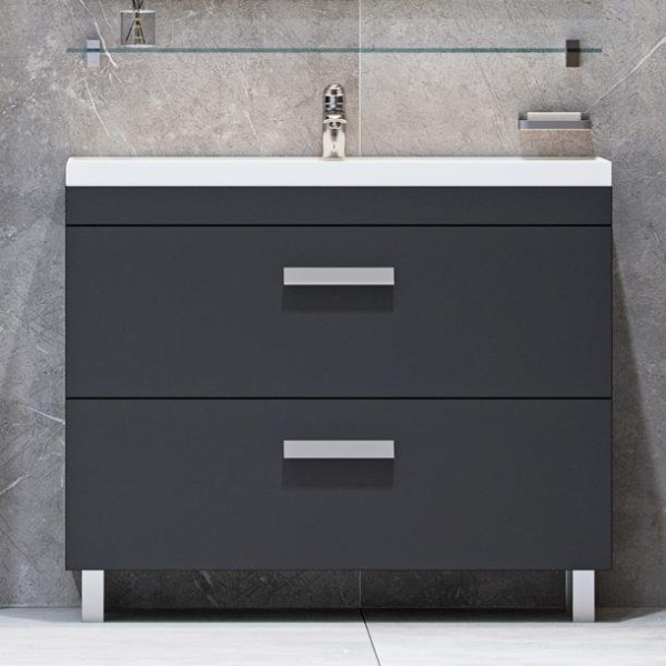 Тумба с раковиной Velvex Orlando 100 серая