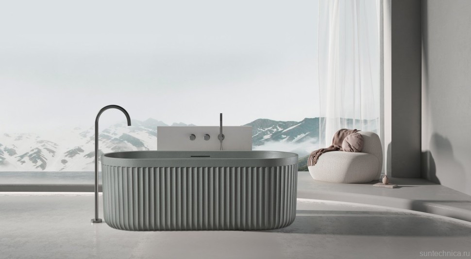 Ванна из искусственного камня AltroBagno Gianni 090214 170x75 см, отдельностоящая, овальная, на ножках, с донным клапаном, с подголовником