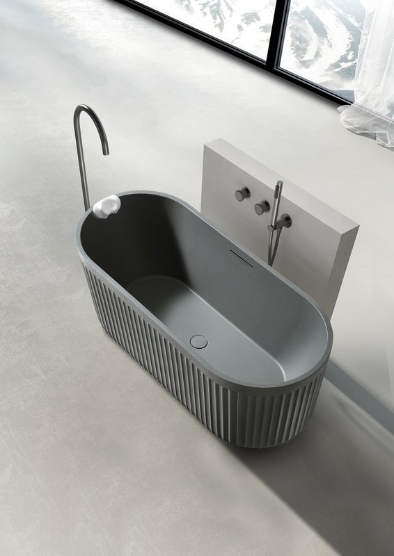 Ванна из искусственного камня AltroBagno Gianni 090214 170x75 см, отдельностоящая, овальная, на ножках, с донным клапаном, с подголовником