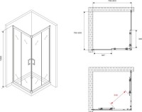 Душевой уголок Abber Schwarzer Diamant AG020805 80x80, профиль хром, стекло прозрачное