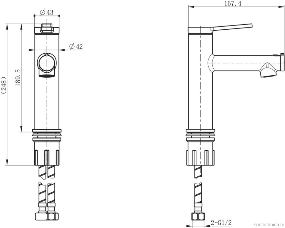 Смеситель для раковины Wonzon & Woghand WW-H1017-MW белый матовый, с функцией полоскания рта