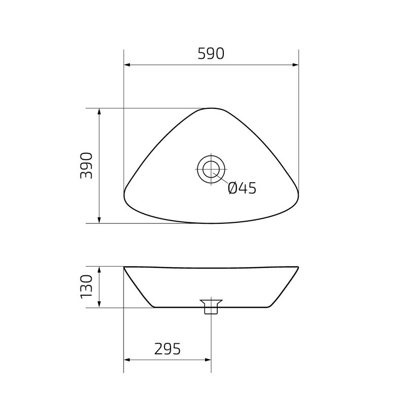 Накладная раковина GID Esfera Mnc206 59 под глянцевый камень, фаянс