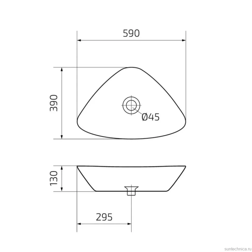 Накладная раковина GID Esfera Mnc206 59 под глянцевый камень, фаянс