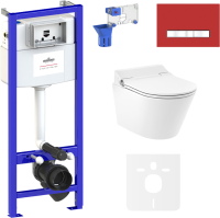 Комплект Lavinia Boho Унитаз подвесной Smart V-Clean 335901RS с микролифтом + Инсталляция RelFix 38010010 + Кнопка RelFix 3805005R + Дозатор RelFix 38040010