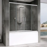 Шторка на ванну Abber Schwarzer Diamant AG57170 170x140, профиль хром, стекло прозрачное