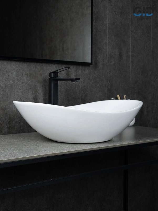 Накладная раковина GID Lago N9811 61 глянцевая белая, овальная, фаянс