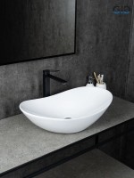 Накладная раковина GID Lago N9811 61 глянцевая белая, овальная, фаянс