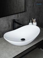 Накладная раковина GID Lago N9811 61 глянцевая белая, овальная, фаянс