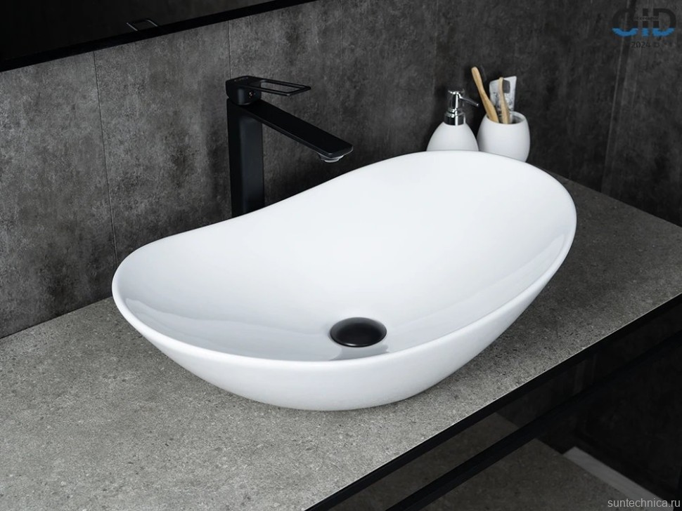 Накладная раковина GID Lago N9811 61 глянцевая белая, овальная, фаянс