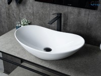 Накладная раковина GID Lago N9811 61 глянцевая белая, овальная, фаянс