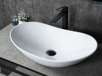 Накладная раковина GID Lago N9811 61 глянцевая белая, овальная, фаянс