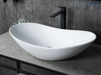 Накладная раковина GID Lago N9811 61 глянцевая белая, овальная, фаянс