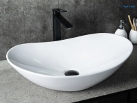 Накладная раковина GID Lago N9811 61 глянцевая белая, овальная, фаянс